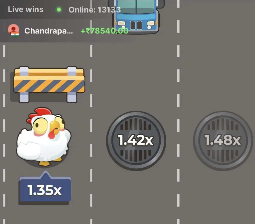 Chicken Road 2 round showing the cash out button and current multiplier